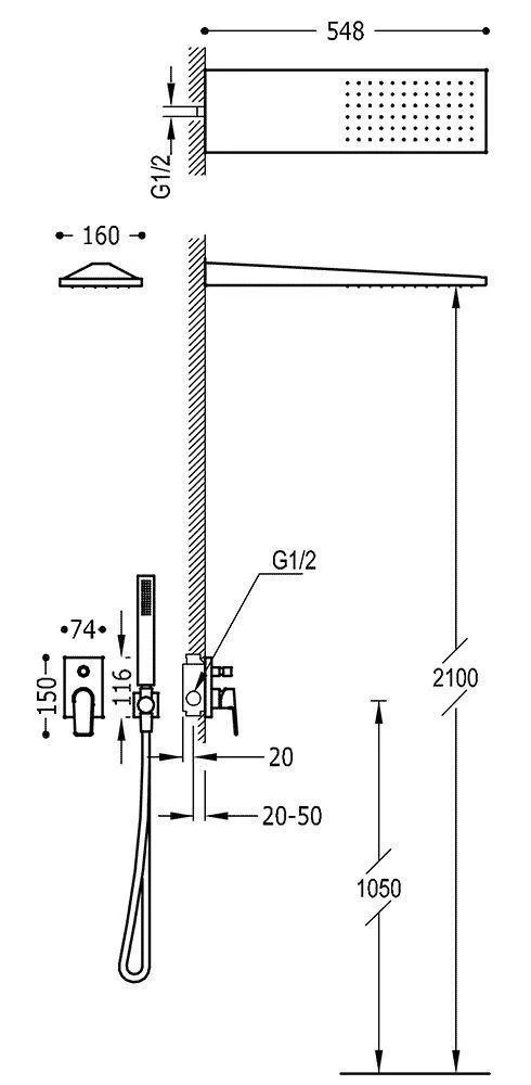 Душевая система Tres Project 21198092AC
