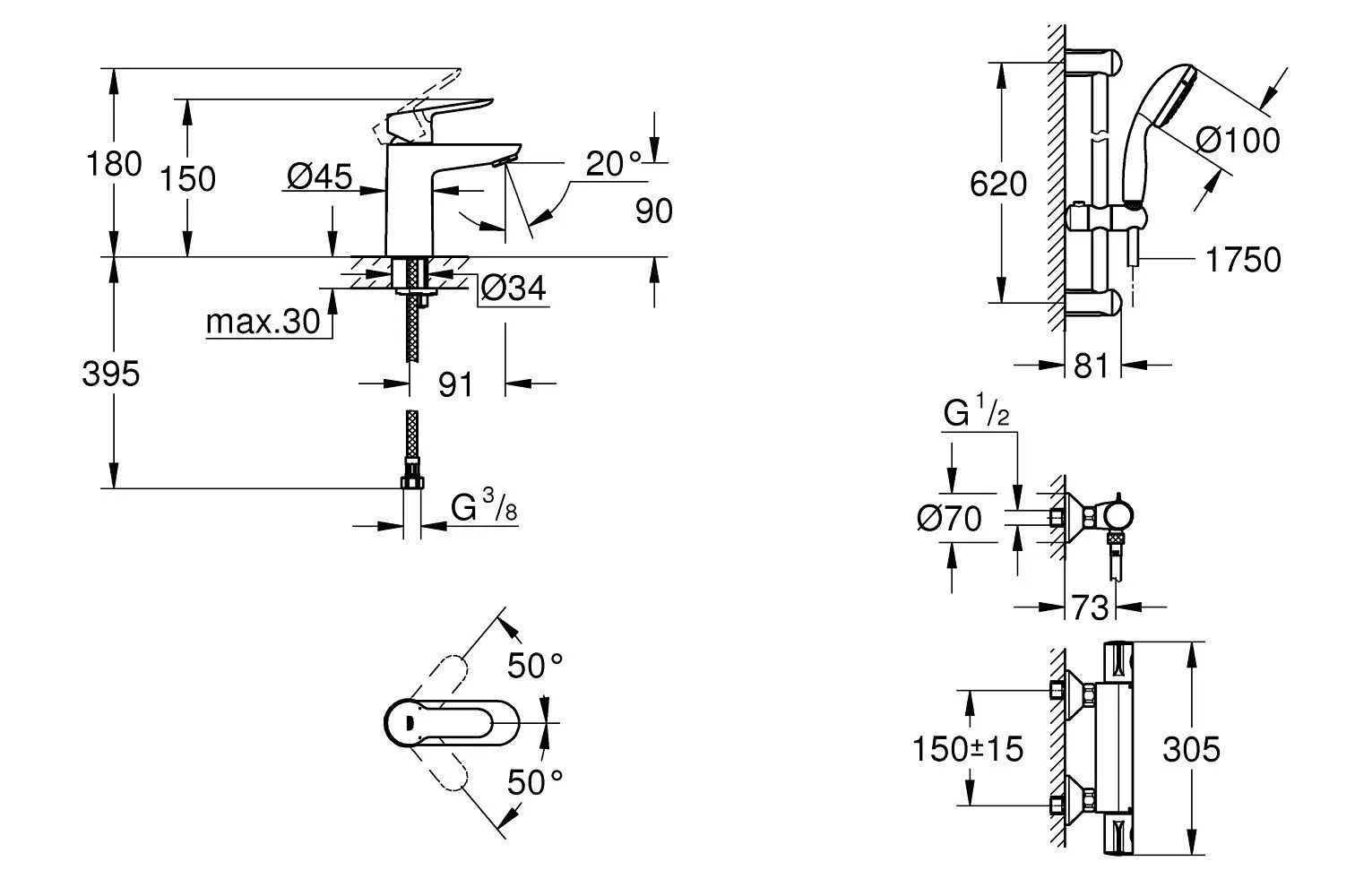 Набір для душа Grohe Grohtherm 800  34105TS