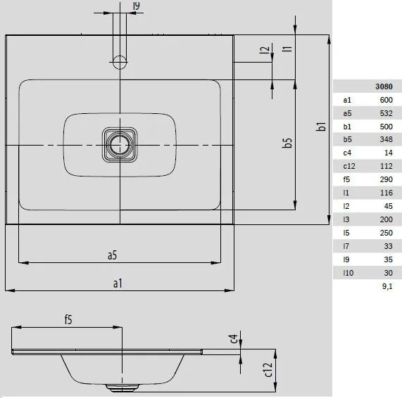 Умывальник Kaldewei Cono 9016 0601 3001