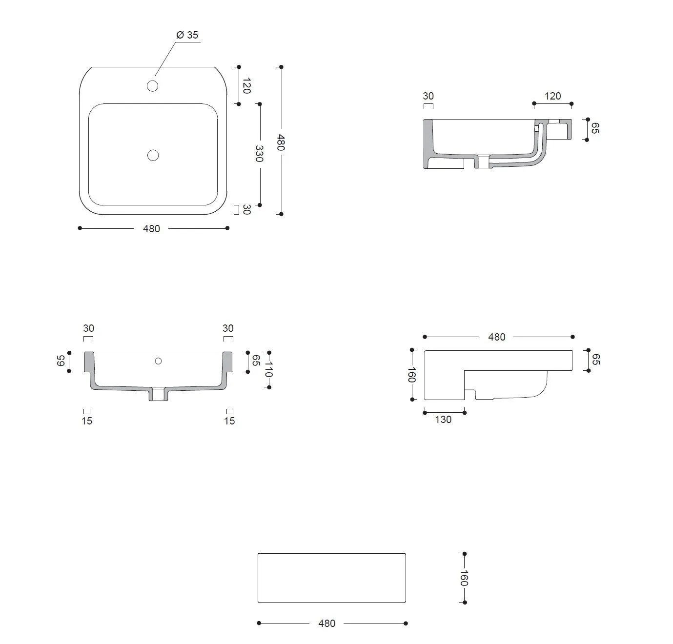 Полувстроенный умывальник Cosa AXA