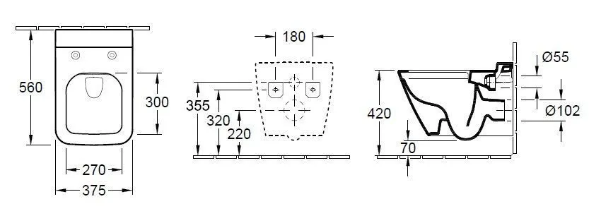 Унитаз подвесной Finion Villeroy & Boch (Без смывного края) 4664R0R2