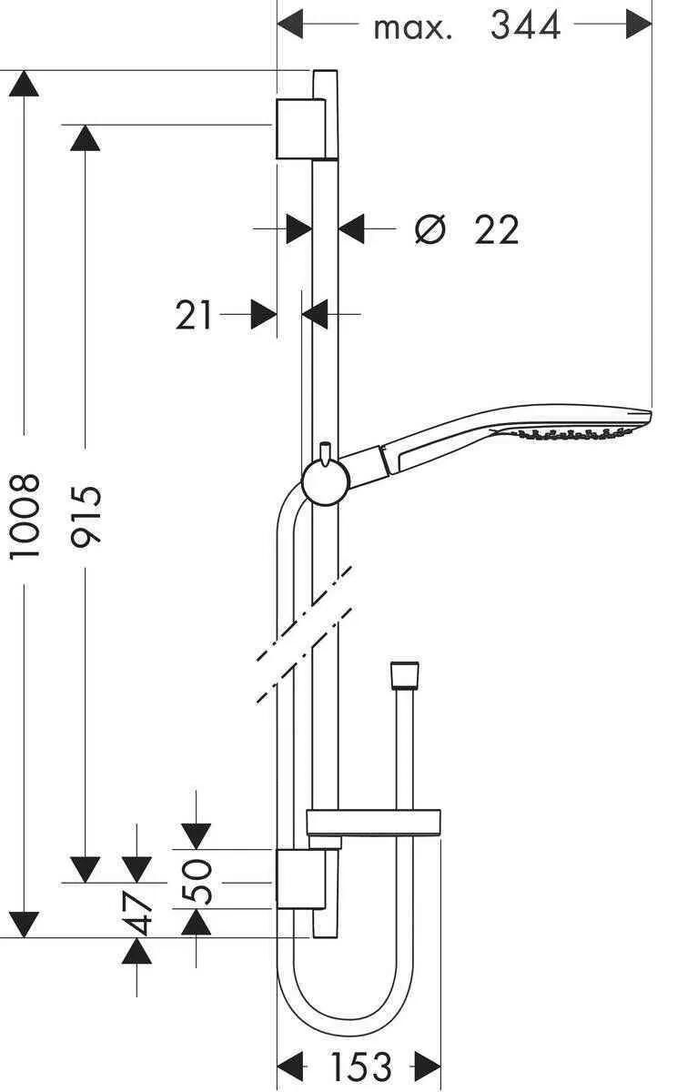 Душовий набір Hansgrohe Raindance Select S (150/900-650) 3jet 27803400