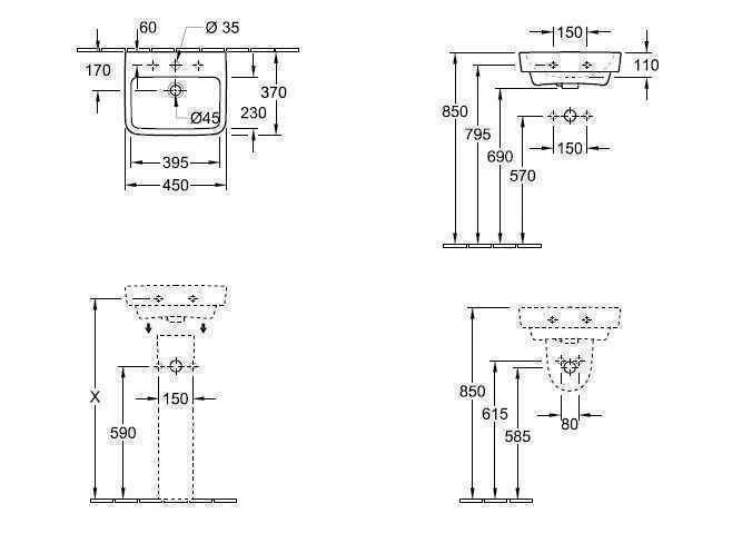 Підвісний умивальник Villeroy and Boch O. Novo 43444601