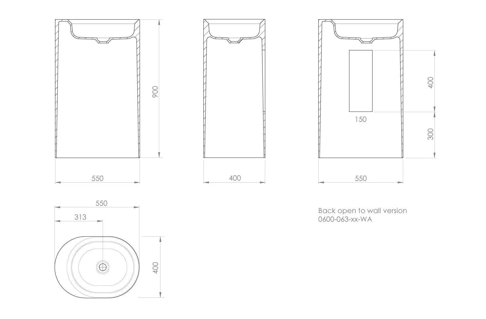 Напольный умывальник Knief Glow 0600-063-01-WA