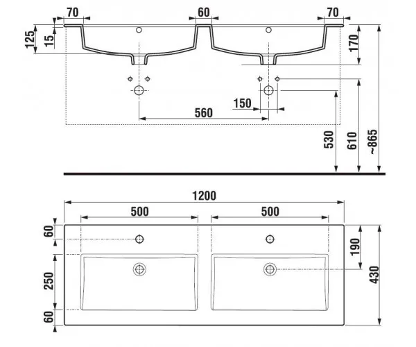 Умывальник двойной с тумбой Jika Cube H4536621763001