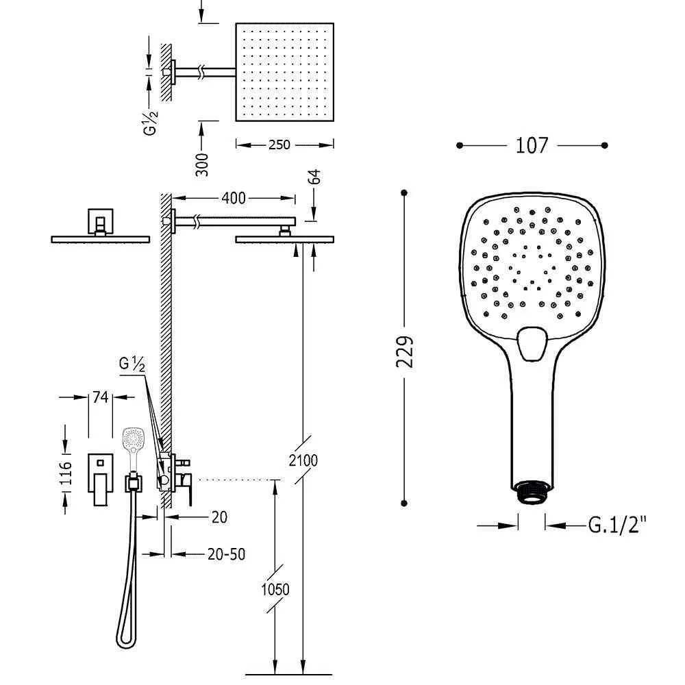 Душевая система Tres 10698001