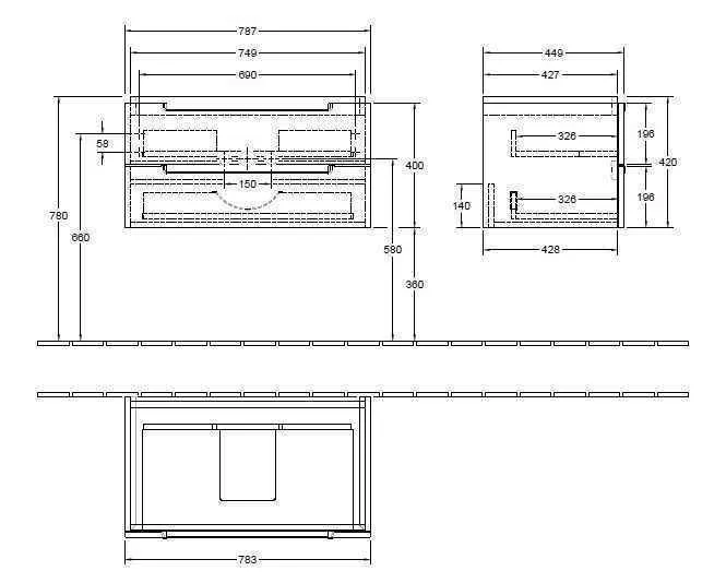 Тумба для умивальника Subway 2.0 Villeroy and Boch A69610FP