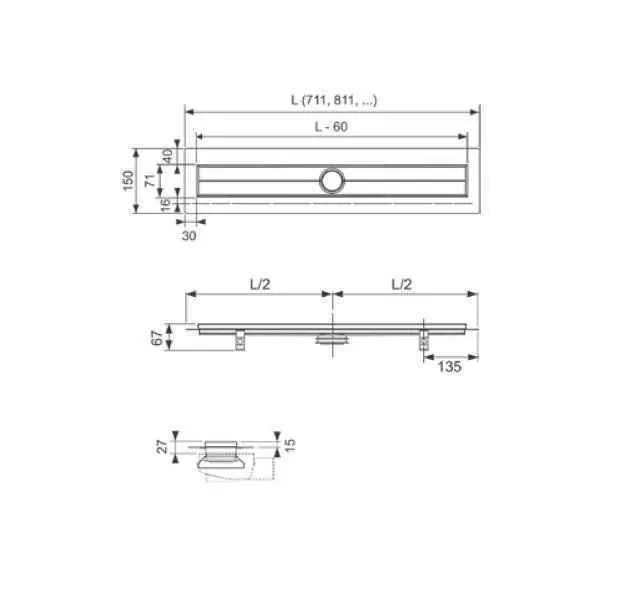 Дренажний канал Tece 600800