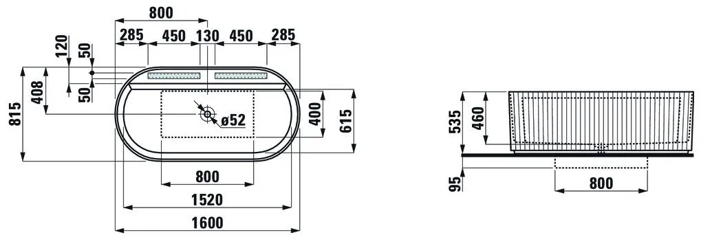 Окремостояча ванна зі штучного каменю Laufen Sonar