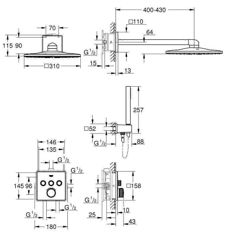 Душевая система с термостатом Grohe SmartControl 34706000