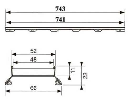 TECEdrainline plate II Верхня частина дренажного каналу "під плитку" 800mm
