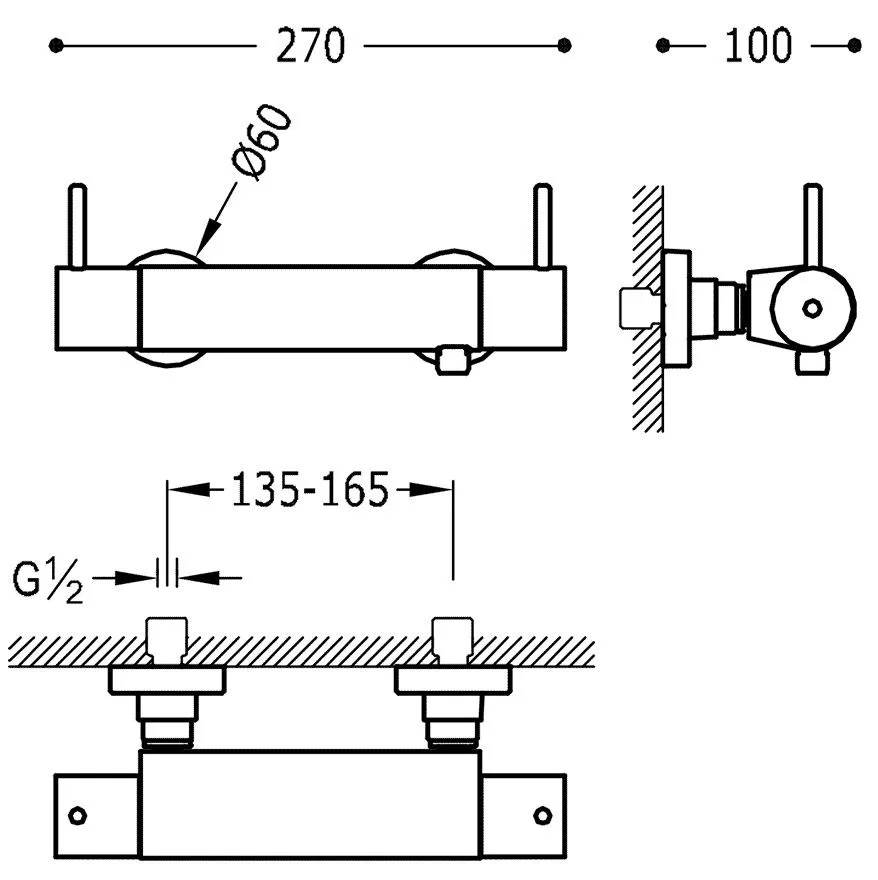 Набор: Термостат для душа с душевым набором Tres Loft