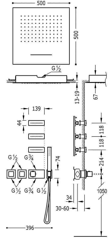 Душевая система Tres Block System 20725402