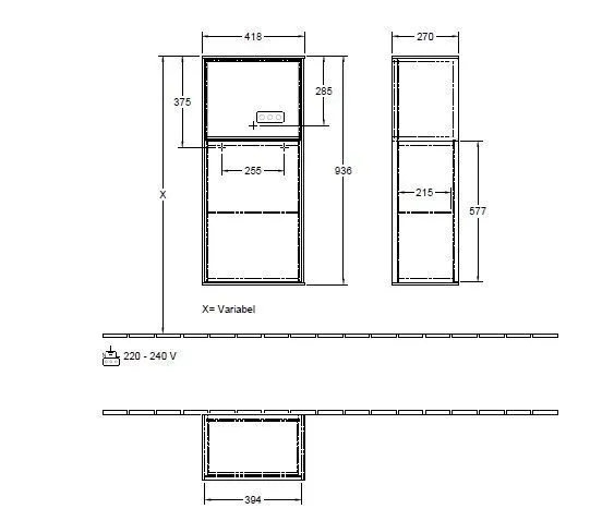 Шкаф боковой для ванной комнаты Finion Villeroy and Boch (правосторонний) F510GFGK