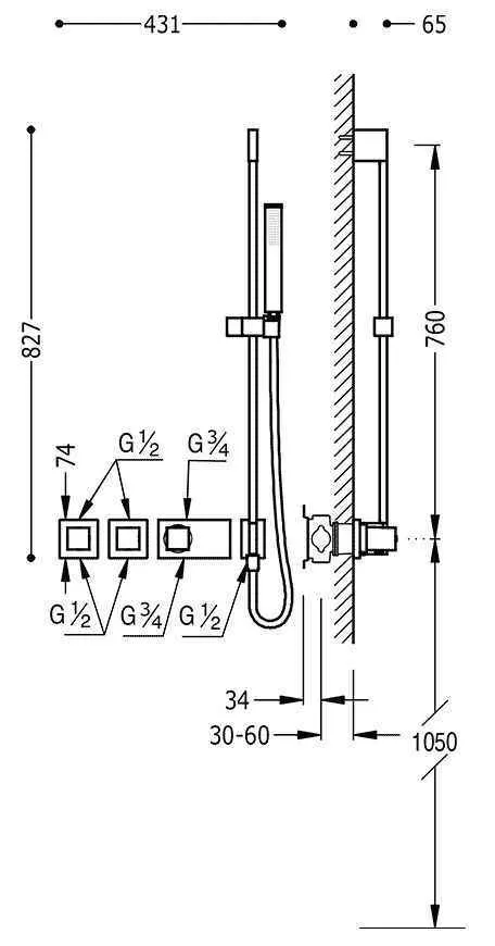 Набор: Термостат и  душевой набор Tres Block System 20725492