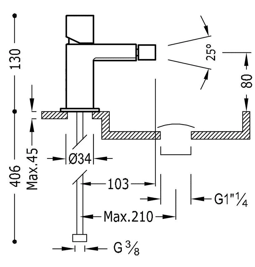 Смеситель для биде Tres Cuadro 00712001D
