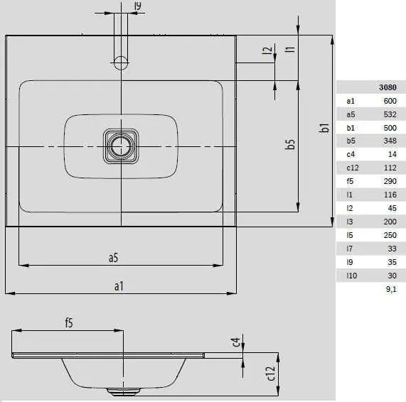 Умивальник Kaldewei Cono 9016 0601 3001
