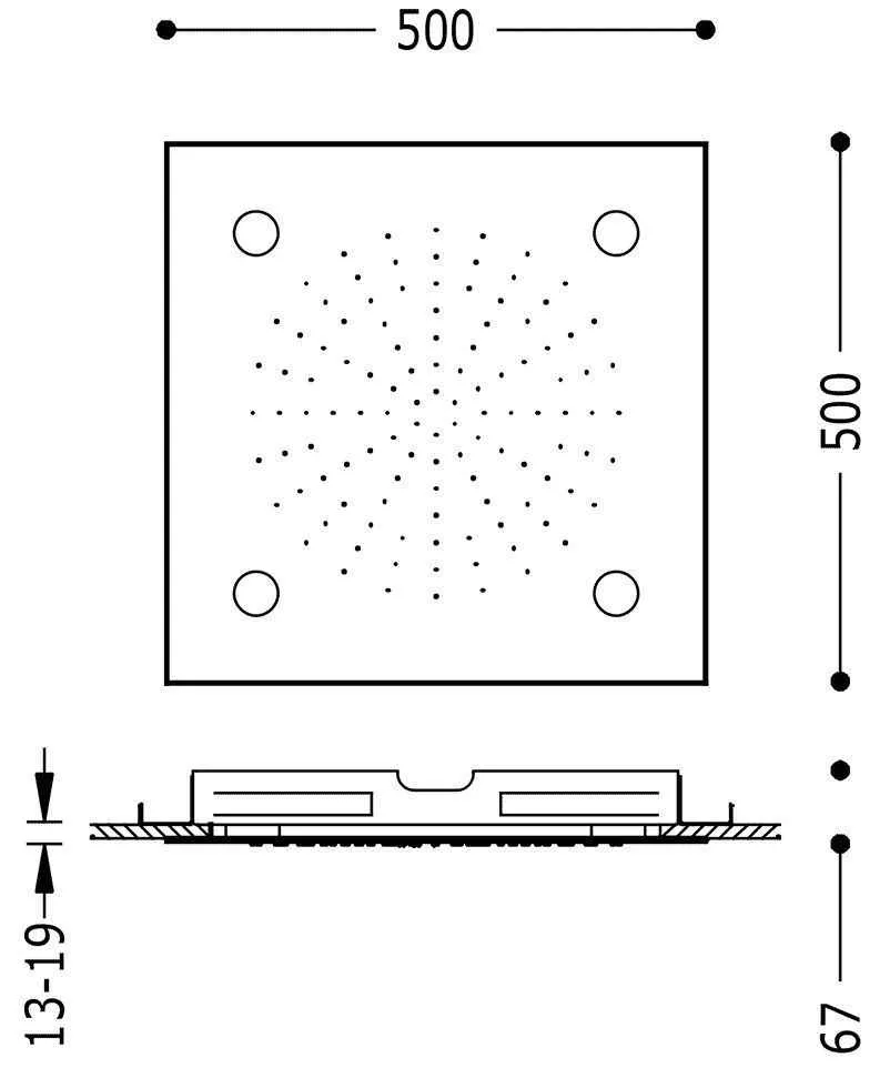 Верхній душ Tres 500Х500