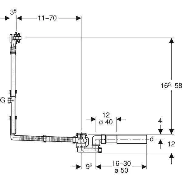 Злив-перелив для ванни Geberit 150.505.00.1