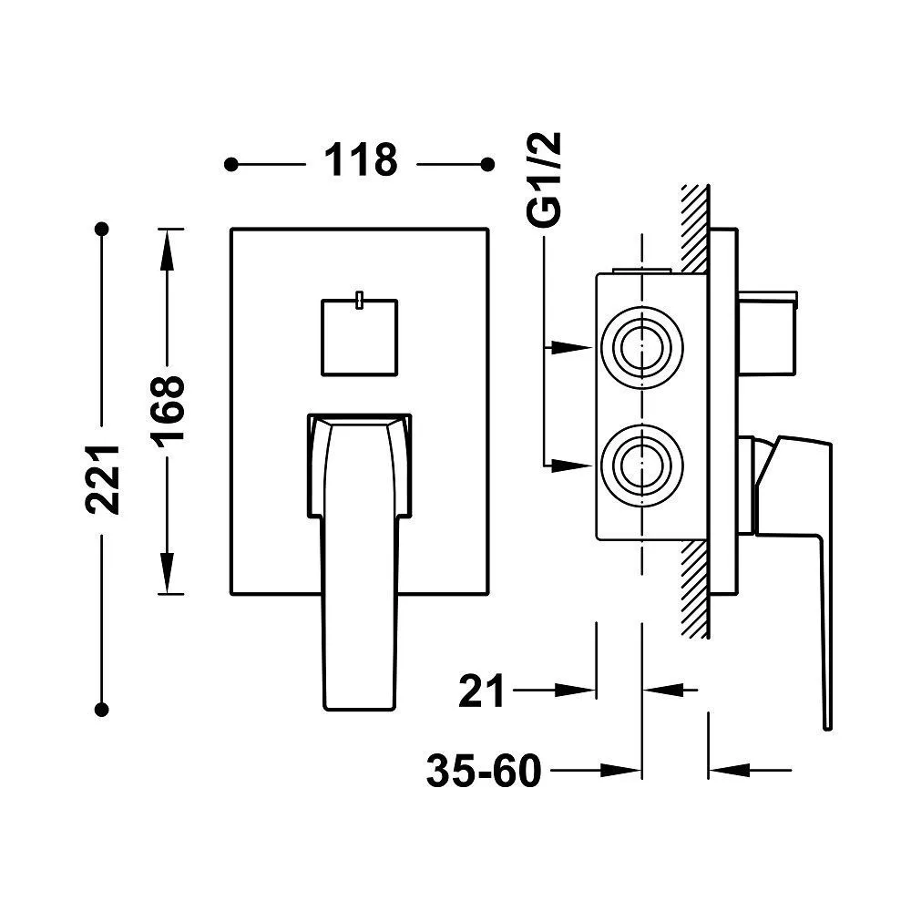 Смеситель для душа и ванны Tres Slim 20228001OM