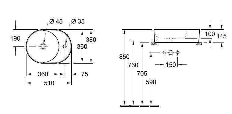 Раковина на стільницю Villeroy and Boch Collaro 4A155301