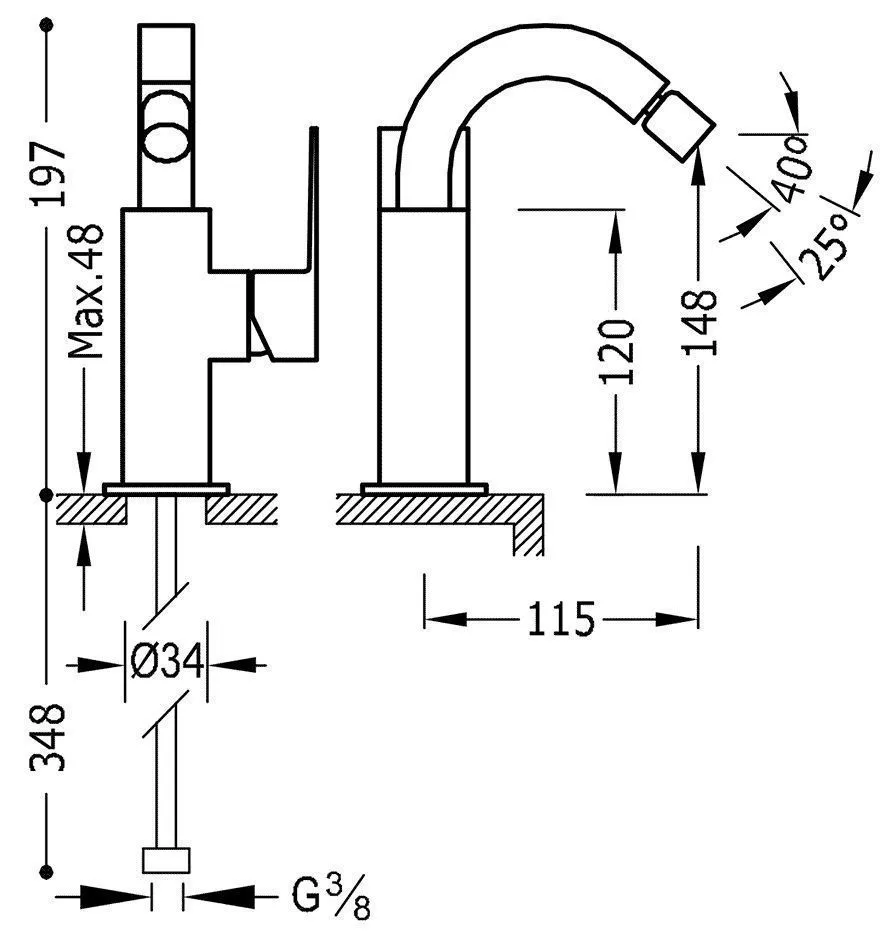 Смесители для биде Tres Cuadro 00612402OR