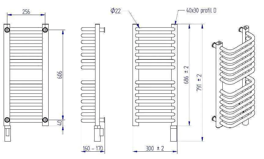 Standard Electro Рушникосушарка електрична 300*791 мм з теном 300W, білий