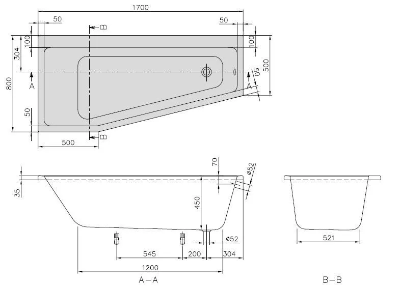 Ванна Villeroy and Boch Subway UBA178SUB3LIV-01