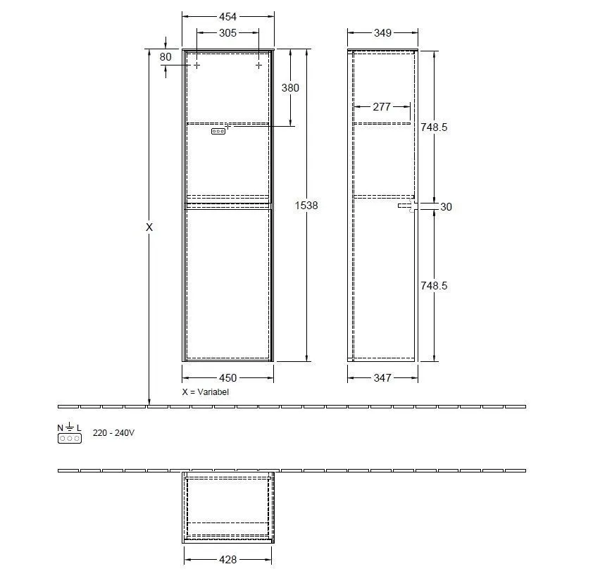 Пенал для ванной комнаты Collaro Villeroy and Boch C034L0VG