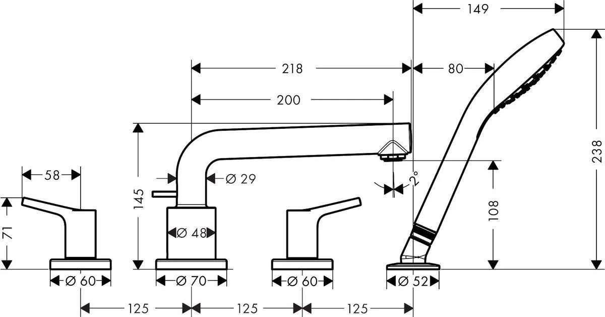 Смеситель в борт ванны Hansgrohe Talis S  72419000
