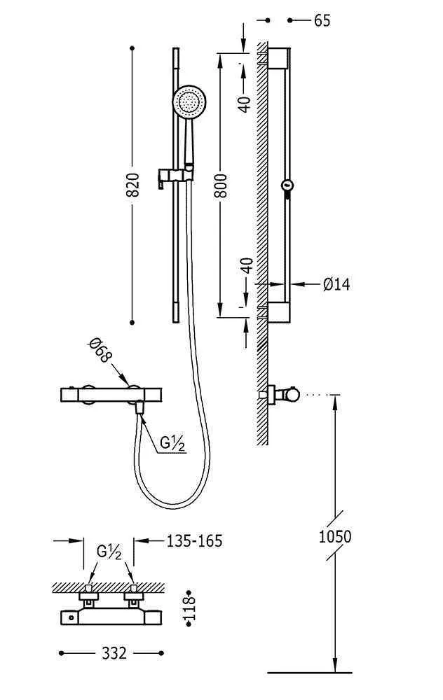 Набор: Термостат для душа с душевым набором Tres 06216402