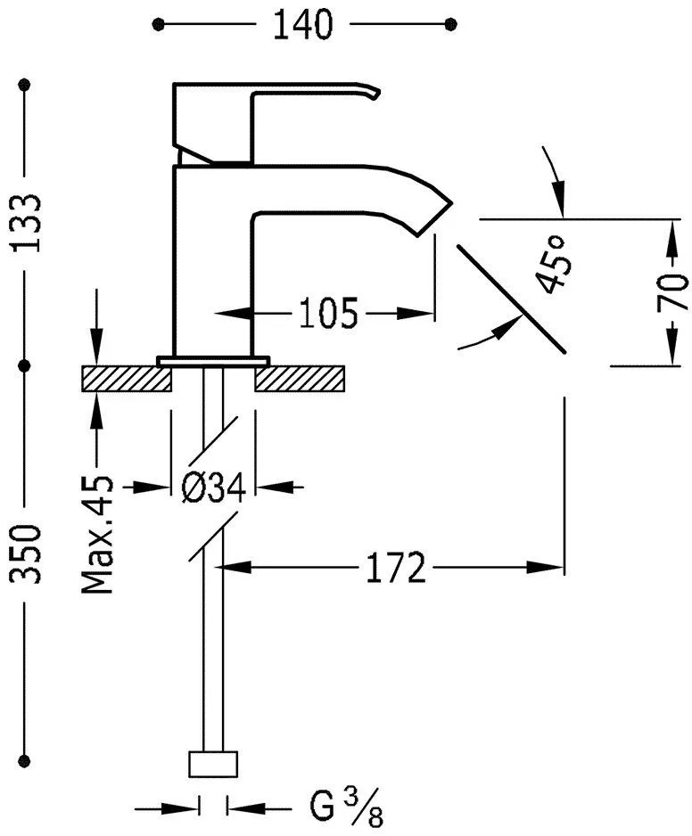 Смеситель для раковины Tres Cuadro 106103