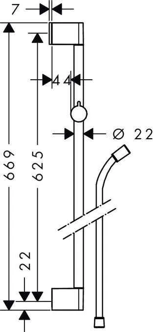 Душова штанга Croma 65 см зі шлангом Hansgrohe Unica 26503000