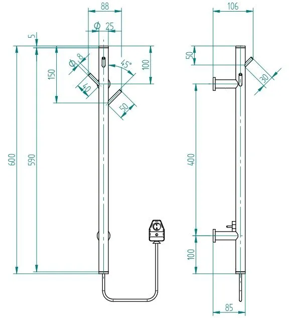 Полотенцесушитель TUBIE-60C31, 600мм, черный матовый