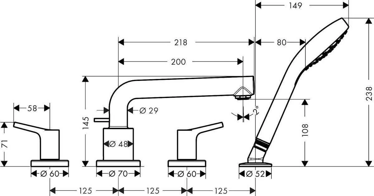 Змішувач в борт ванни Hansgrohe Talis S  72419000