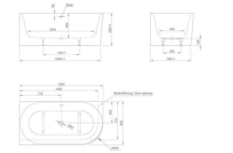 Пристінна ванна Knief Fresh правосторонняя / лівостороння fresh xs l 0100 237 Белый глянцевый