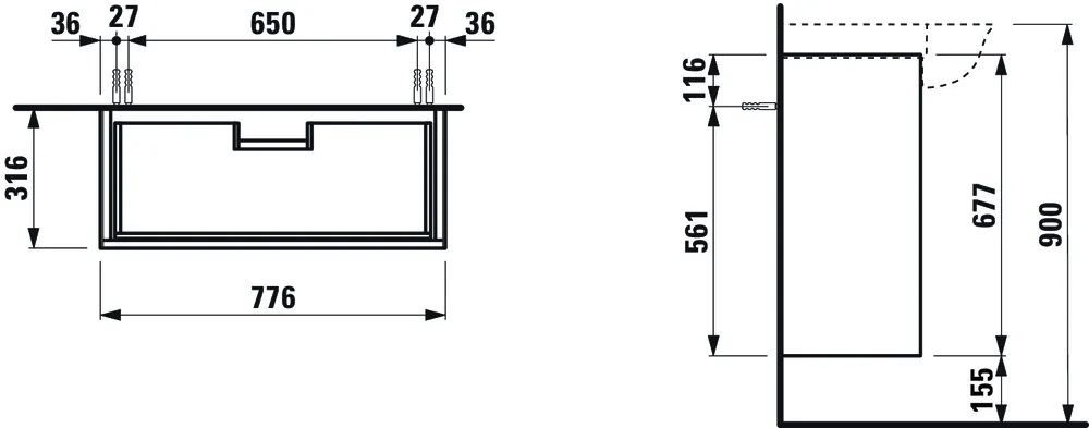 Тумба под умывальник Laufen The New Classic H4060420856311