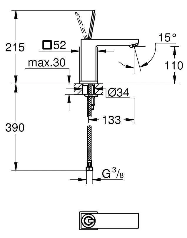 Змішувач для умивальника Grohe Eurocube Joy 23658000