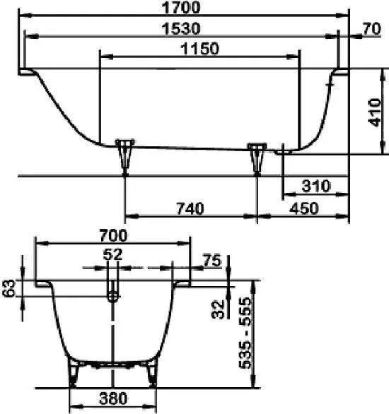 Saniform Plus Ванна сталева 170*70 см