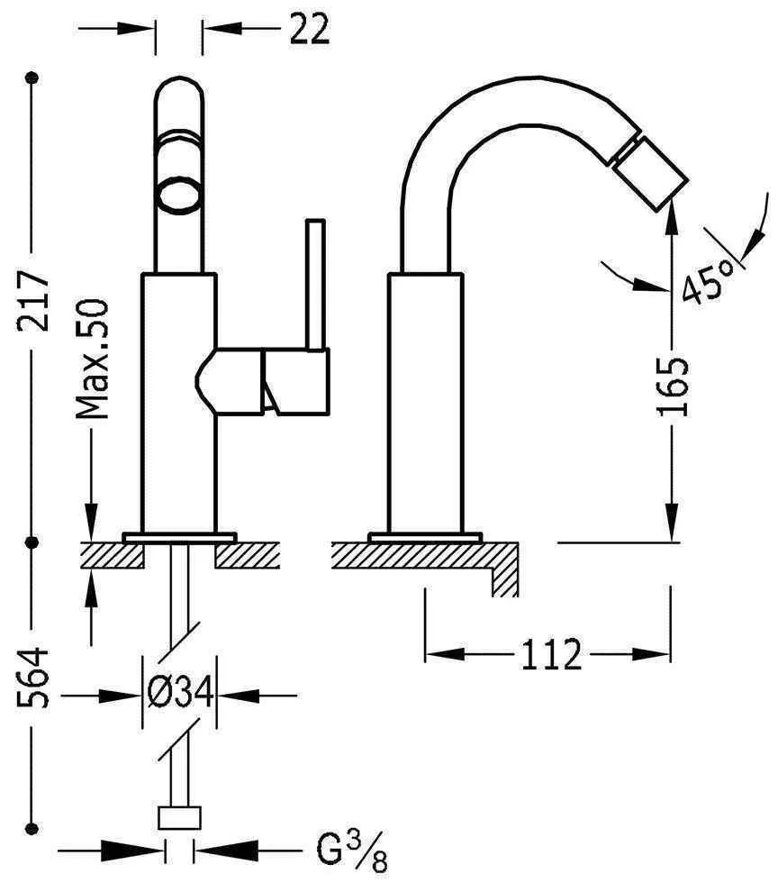Змішувачі для біде Tres Study 26222402OM