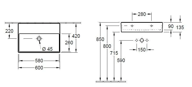 Подвесной умывальник Villeroy and Boch Memento 2.0 4A226301
