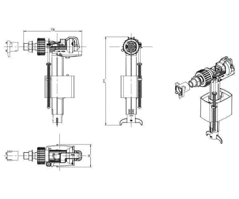 Заливной клапан 3/8 Tece
