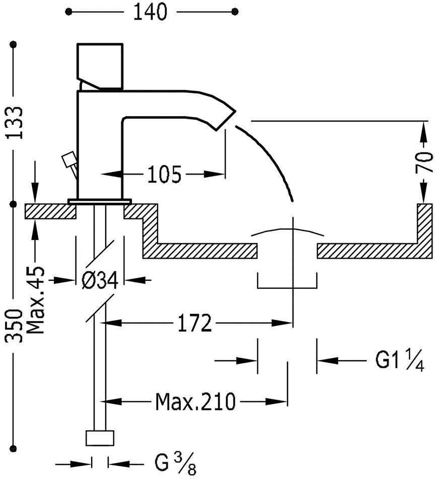 Змішувач для раковини Tres Cuadro 107103DA