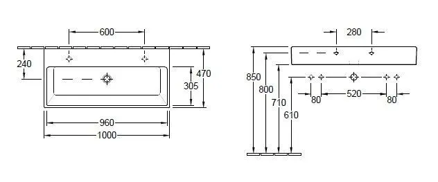 Раковина на столешницу Villeroy and Boch Memento (1000 Х 470 мм) 5133AK01