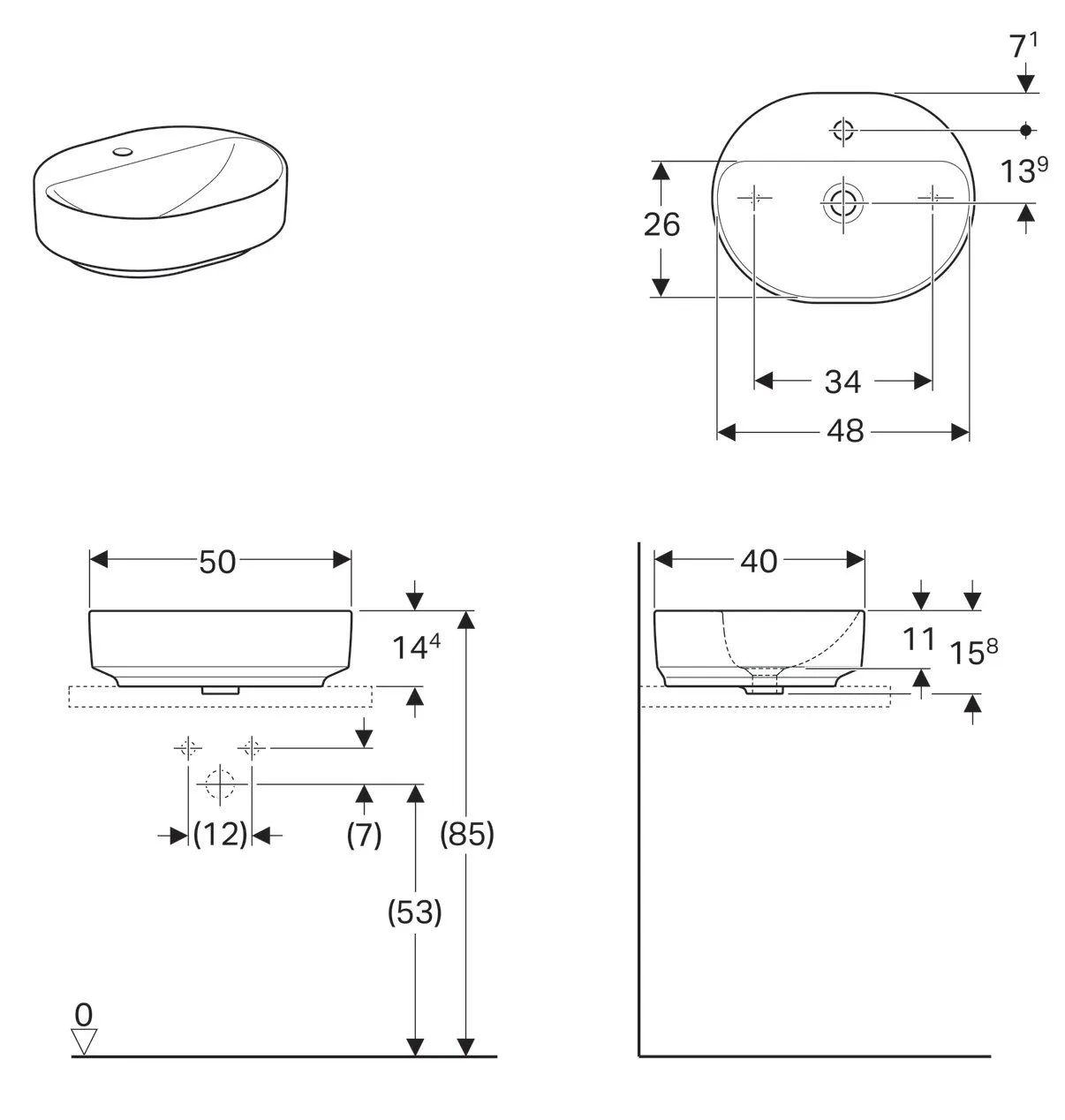 Умывальник Geberit Variform 500.776.01.2