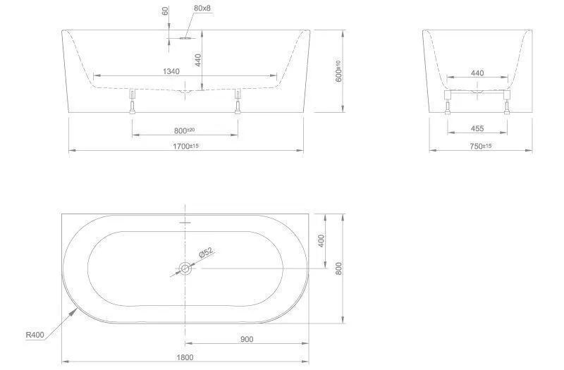 Пристенная ванна Knief Fresh Wall fresh wall 0100-231 Белый матовый / Черный матовый