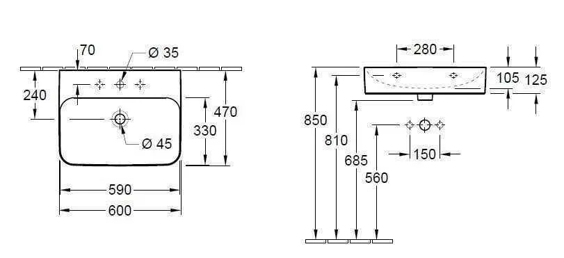 Умивальник підвісний Finion Villeroy & Boch 416861R2