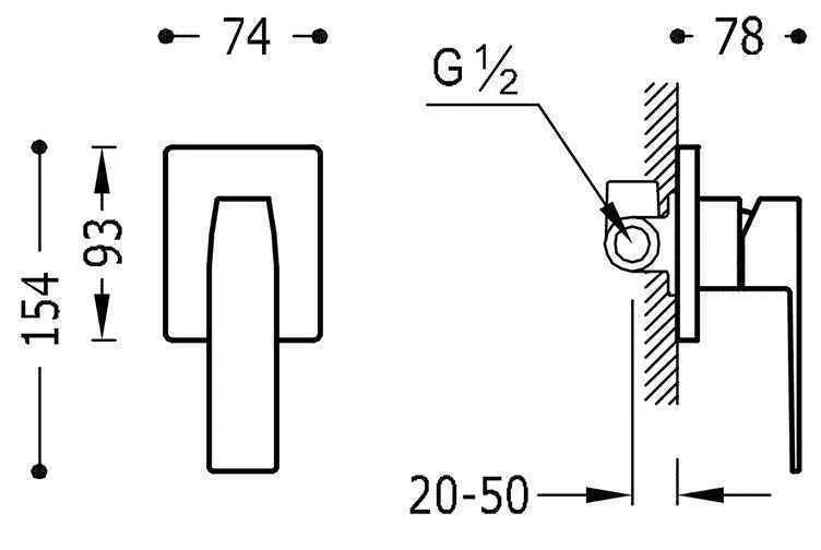 Змішувач для ванної / душа Tres Slim 20217701AC