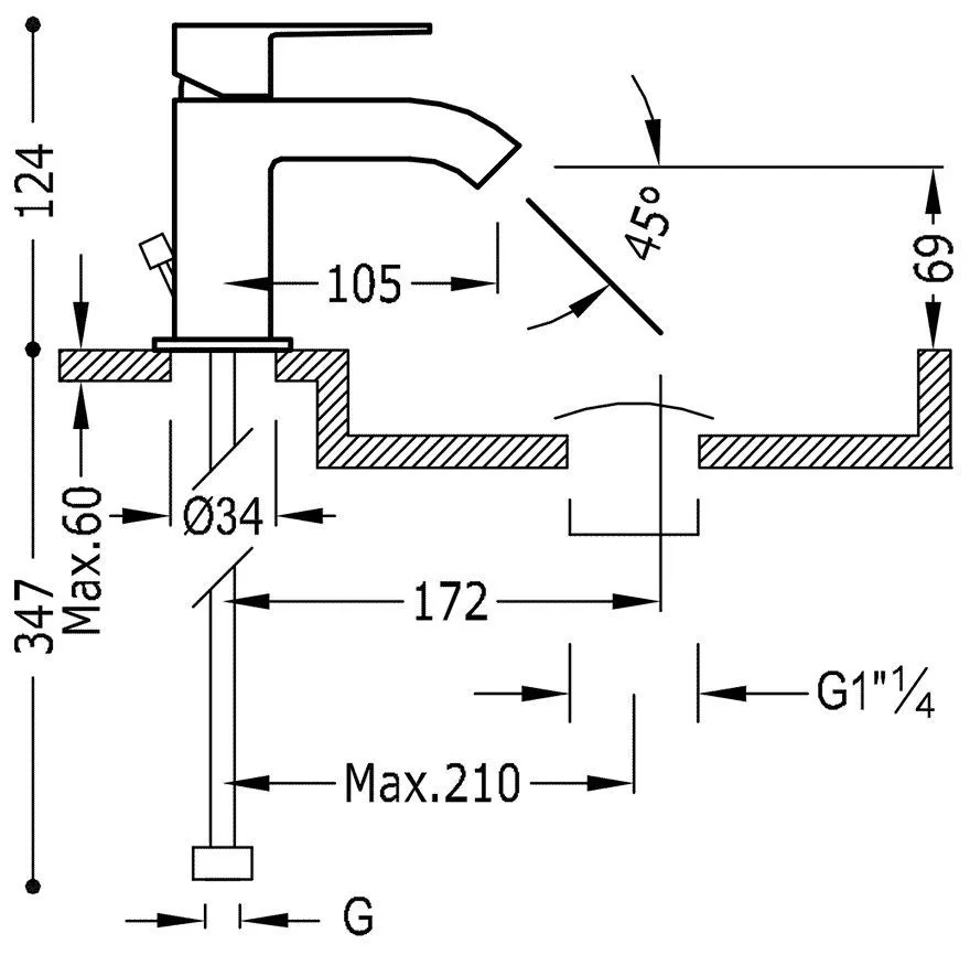Смеситель для раковины Tres Cuadro 106103DA