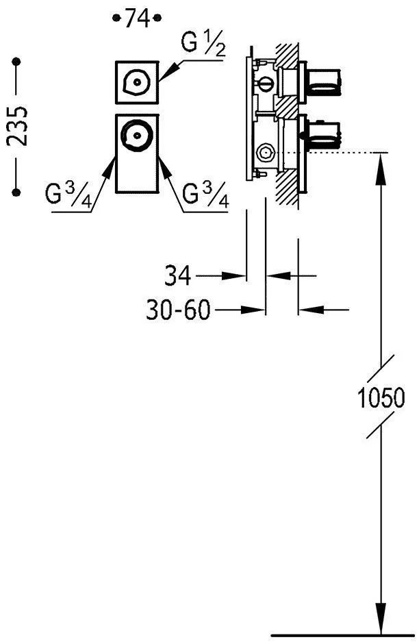 Термостат для душа Tres Block System 20635199AC